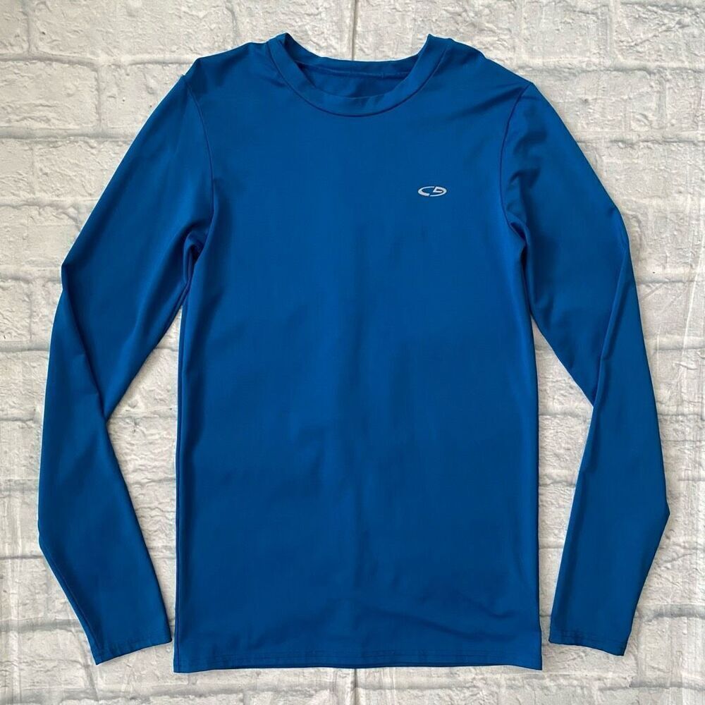 Champion youth boys XL Longsleeve mock collar compression shirt blue